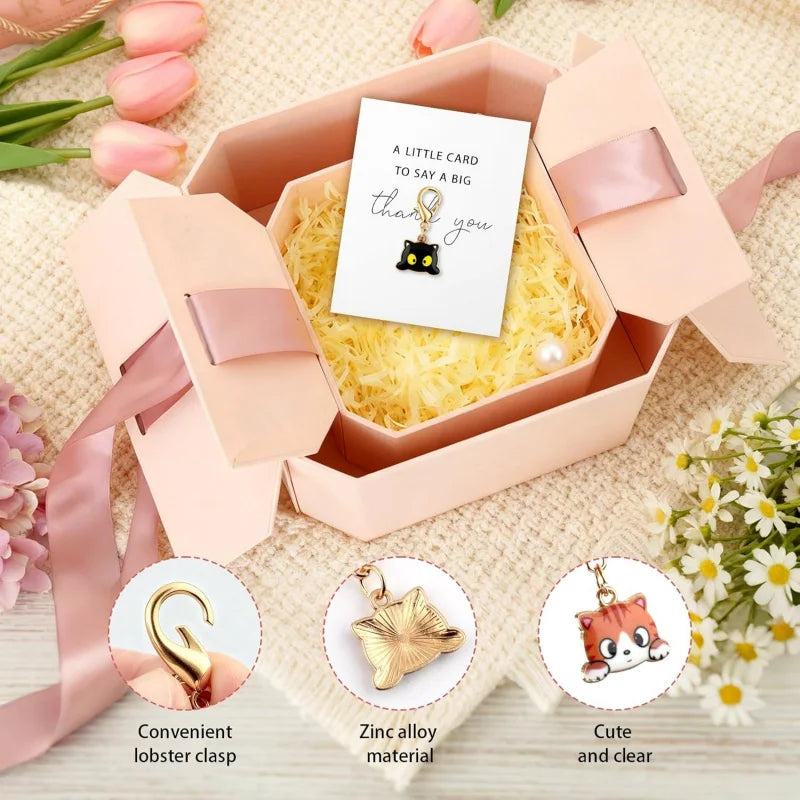 Cat Emotional Support Keychains with Cards, 5-Pack