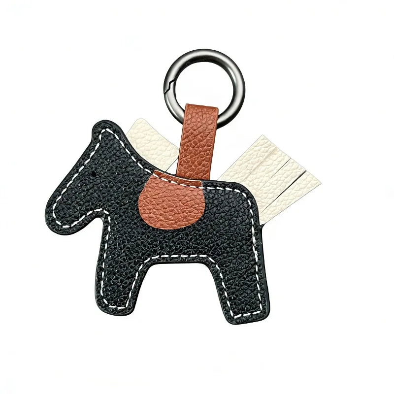 1PC Cute Leather Horse Keychain, Handmade Pony Bag Charm, Stylish Key Ring for Keys, Bags & Car Decor