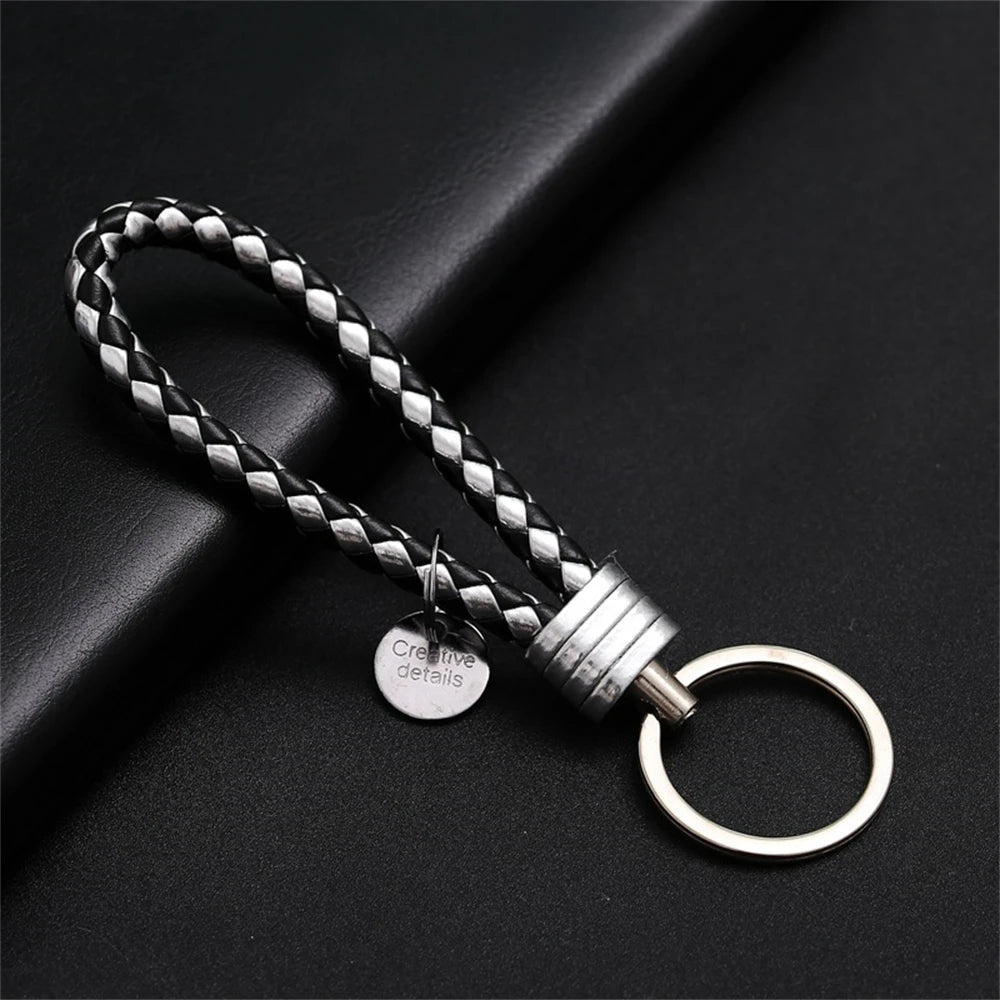 Braided PU Leather Keychain with O-Ring Buckle