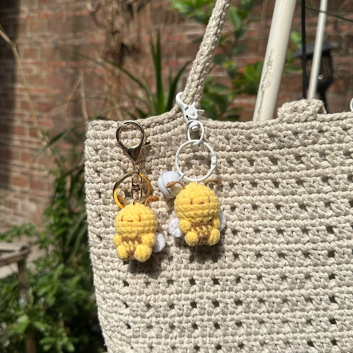 Hand-Crocheted Bee Charm and Keychain