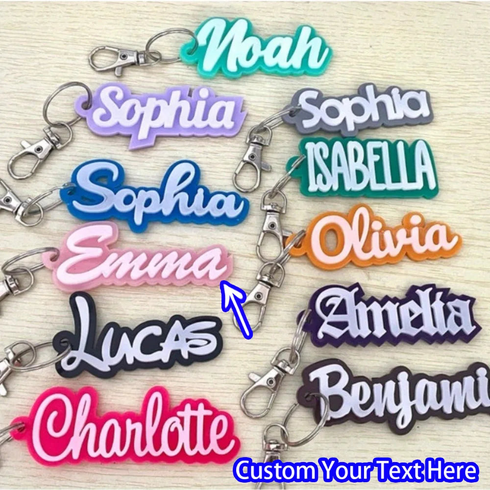 Custom Acrylic Name Keychain with Zinc Alloy Clasp