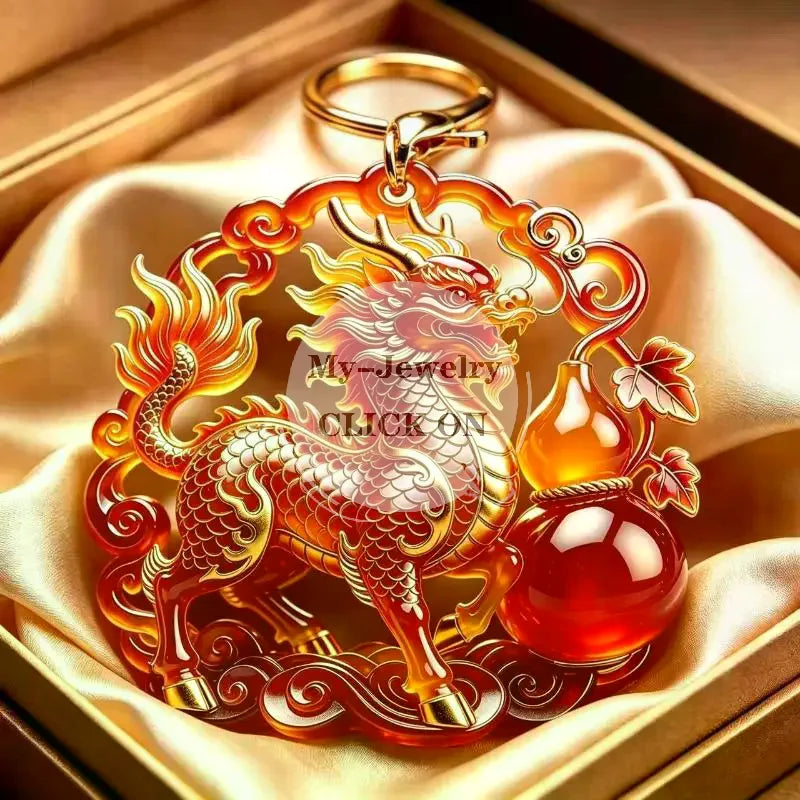 Enamel Blessing Keychain Luxury High End Metal Pendant Premium Bag Charm for Office Lady Bag Decoration