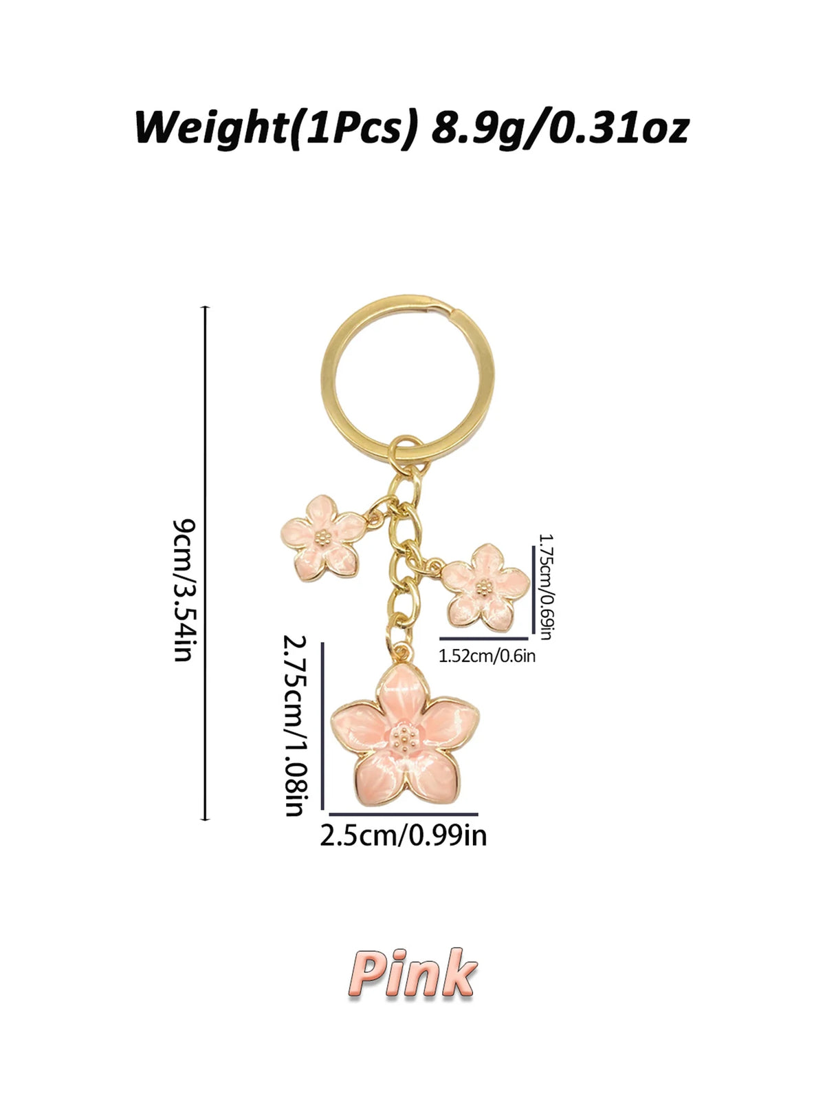 Blossom Flower Metal Bag Charm Keychain