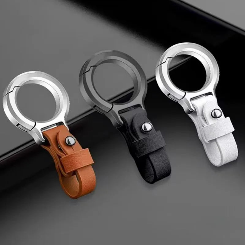 Classic Leather and Metal Car Keychain