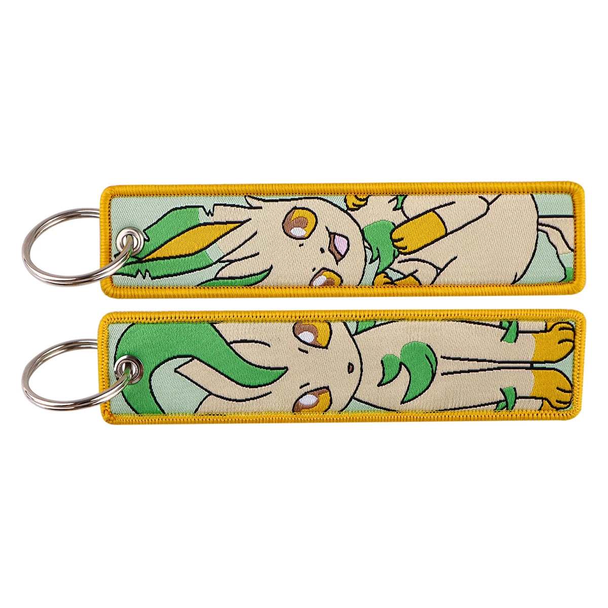 Double-Sided Embroidered Key Tag with Metal Hardware