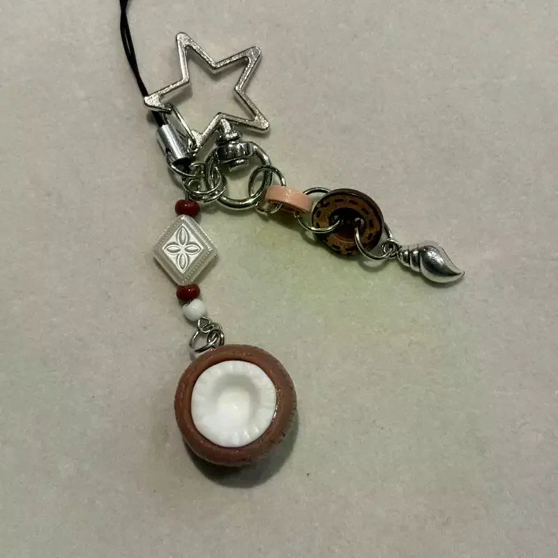 Beaded Coconut and Starfish Bag Charm