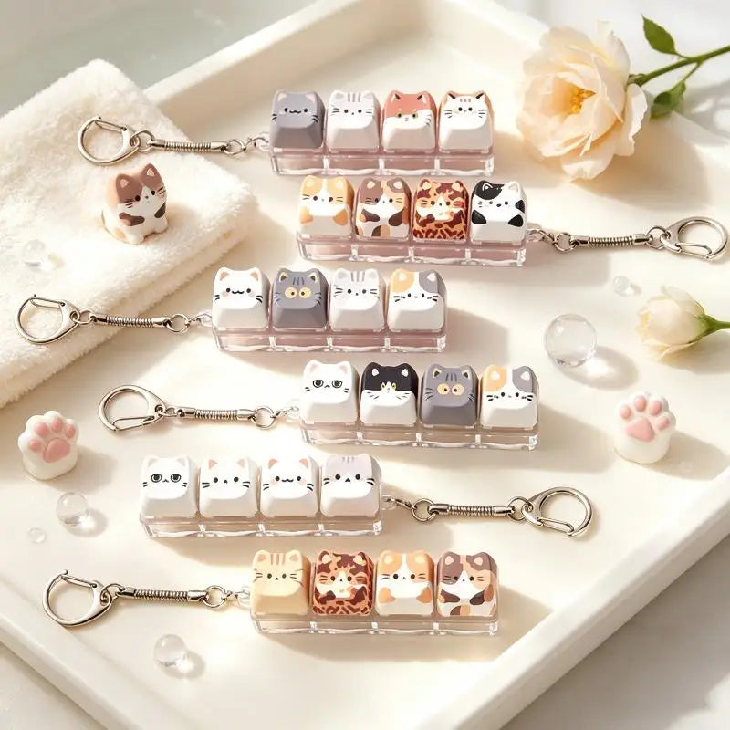 Cat 4-Key Keyboard Fidget Keychain