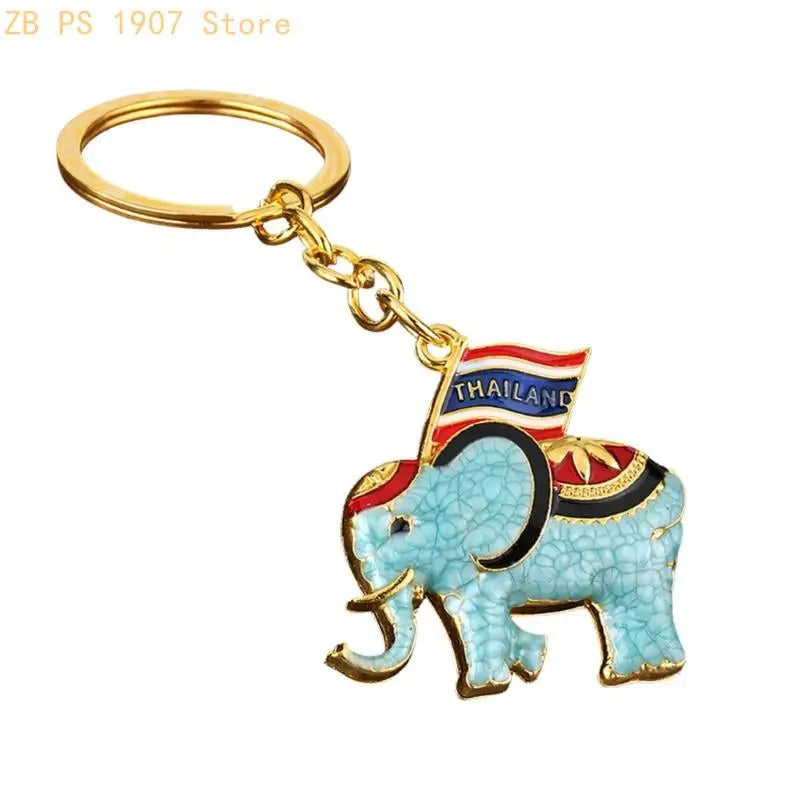 Elephant Charm Keychain with Gold-Tone Finish