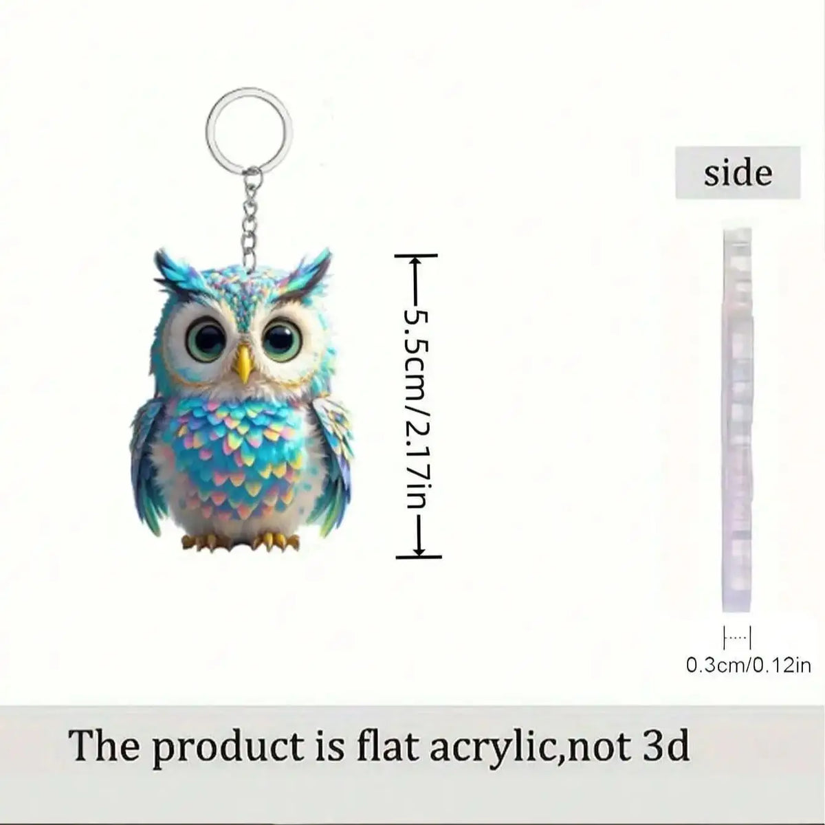 Owl Charm Keychain with O-Buckle Clasp