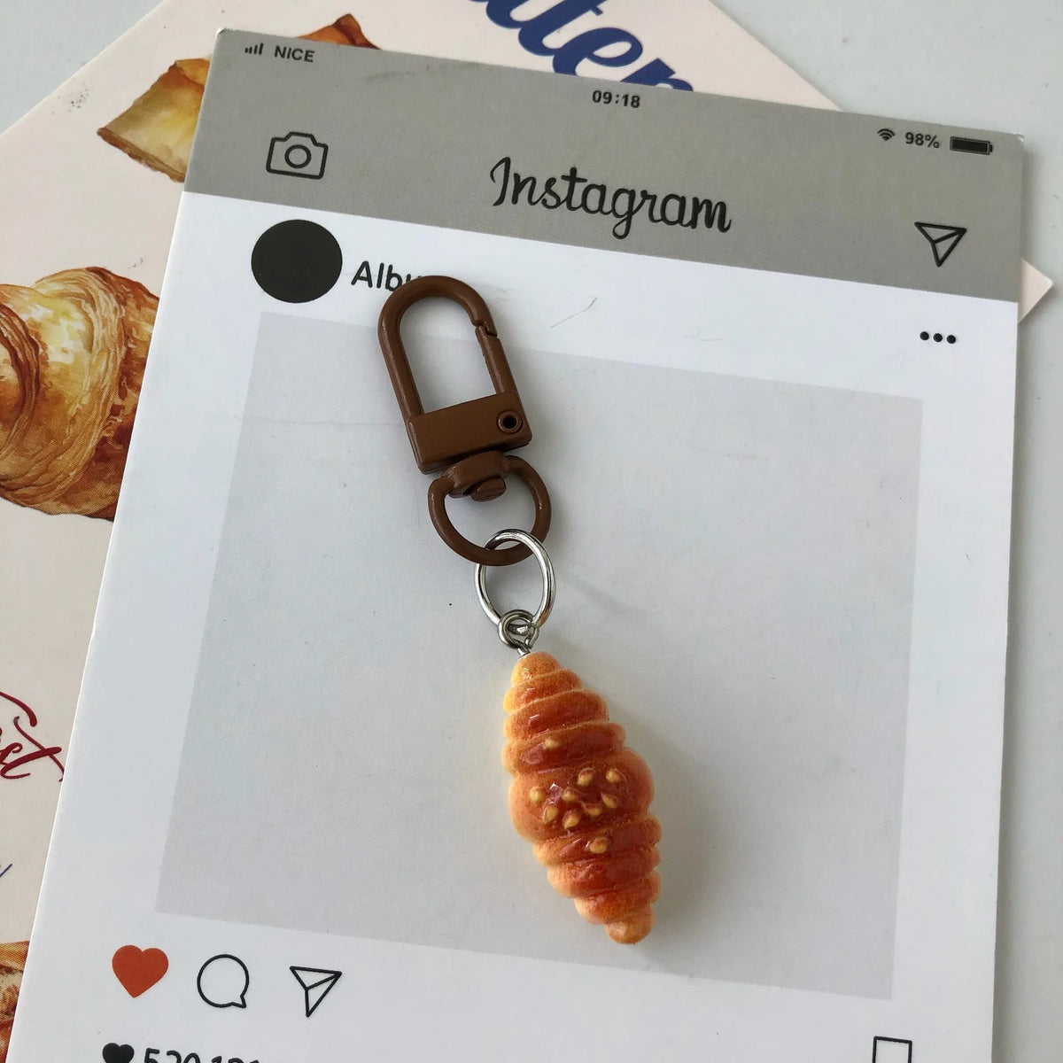 Realistic Bakery Bread Bag Charm Keychain