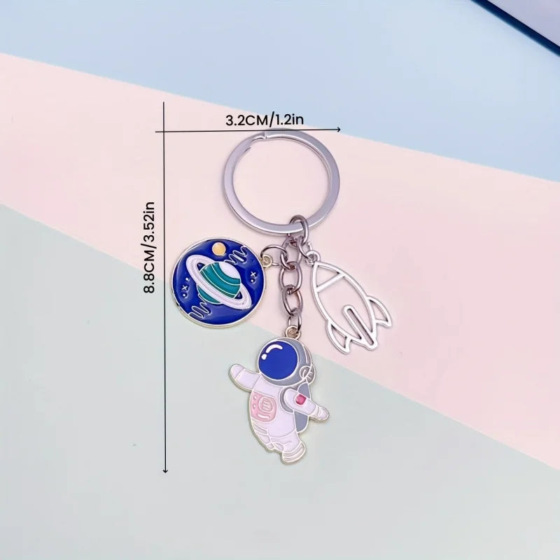 Astronaut and Rocket Space Charm Keychain