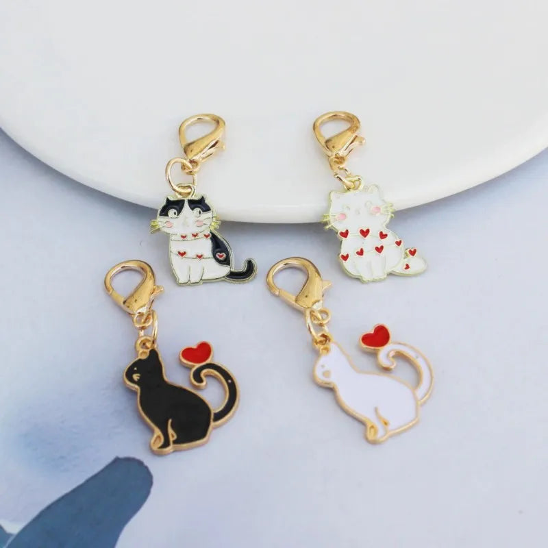 Cat Charm Keychain Set with Lobster Clasp