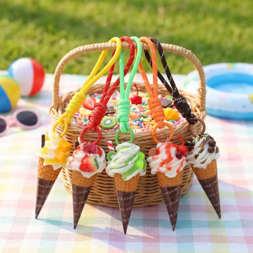 Ice Cream Dessert Keychain with Clip