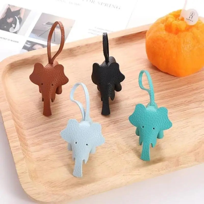 PU Leather Elephant Keychain Charm