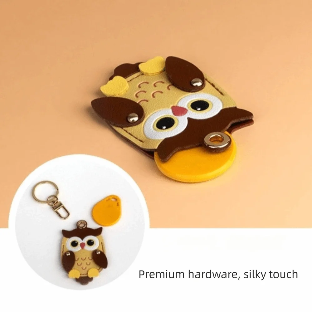 Owl-Shaped Keychain Charm with Gold-Tone Ring