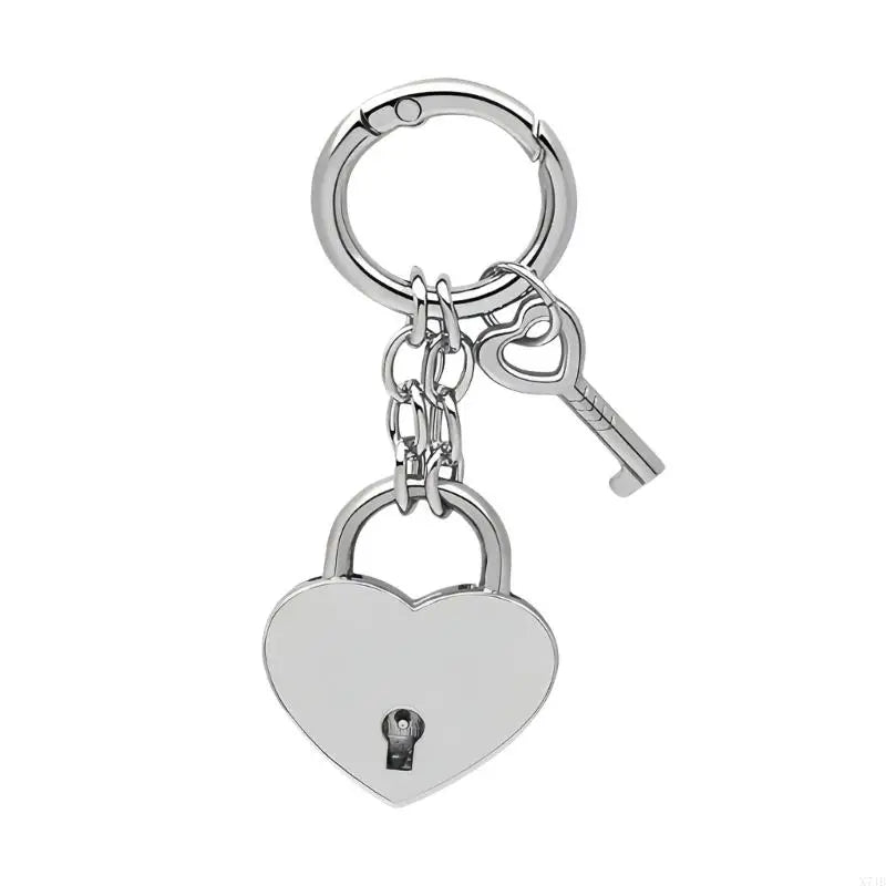 Heart Padlock Bag Charm with Working Key