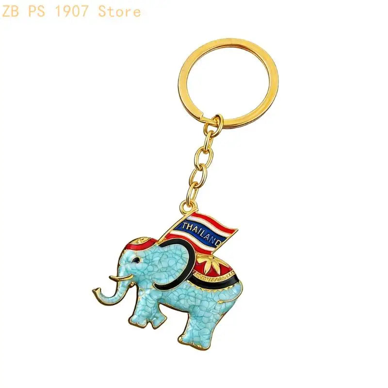 Elephant Charm Keychain with Gold-Tone Finish