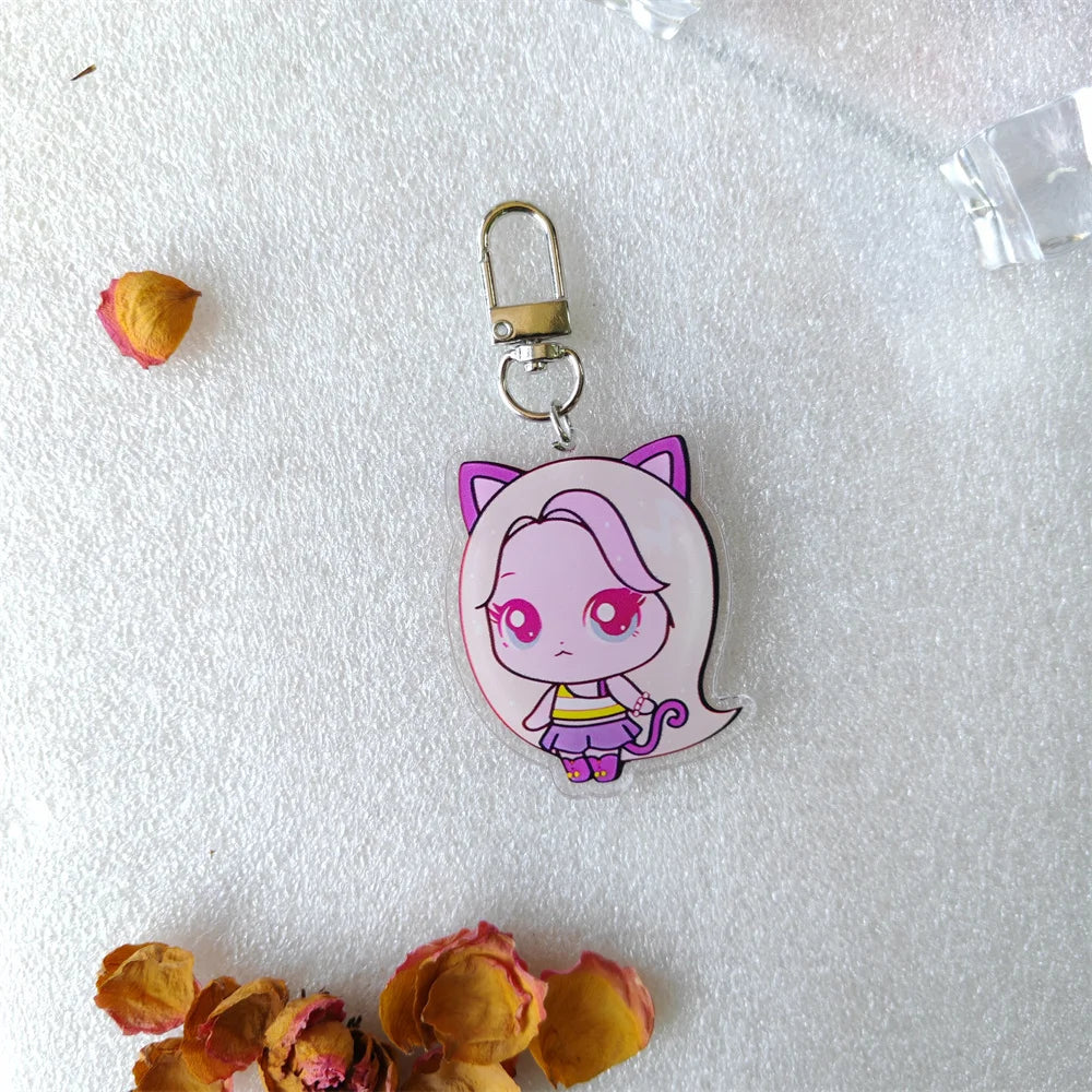Kpop Cartoon Keychain Cute Bag Charms Double-sided Print Jiwoo Carmen Yuha Stella Juun Fans Collection Accessories