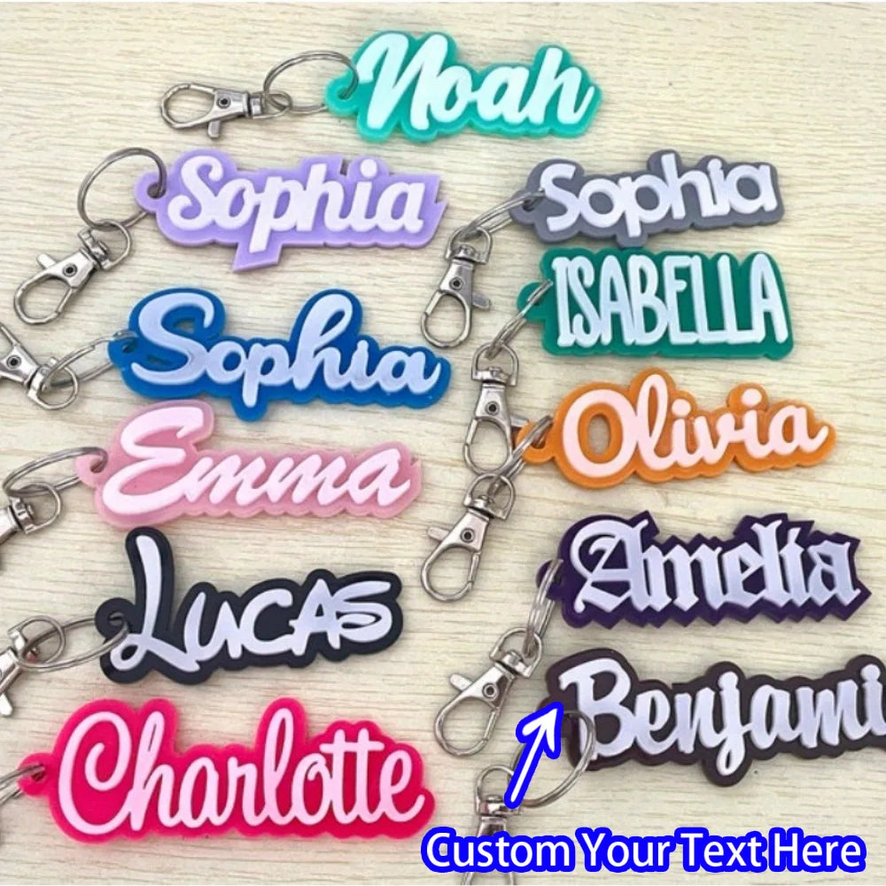 Custom Acrylic Name Keychain with Zinc Alloy Clasp