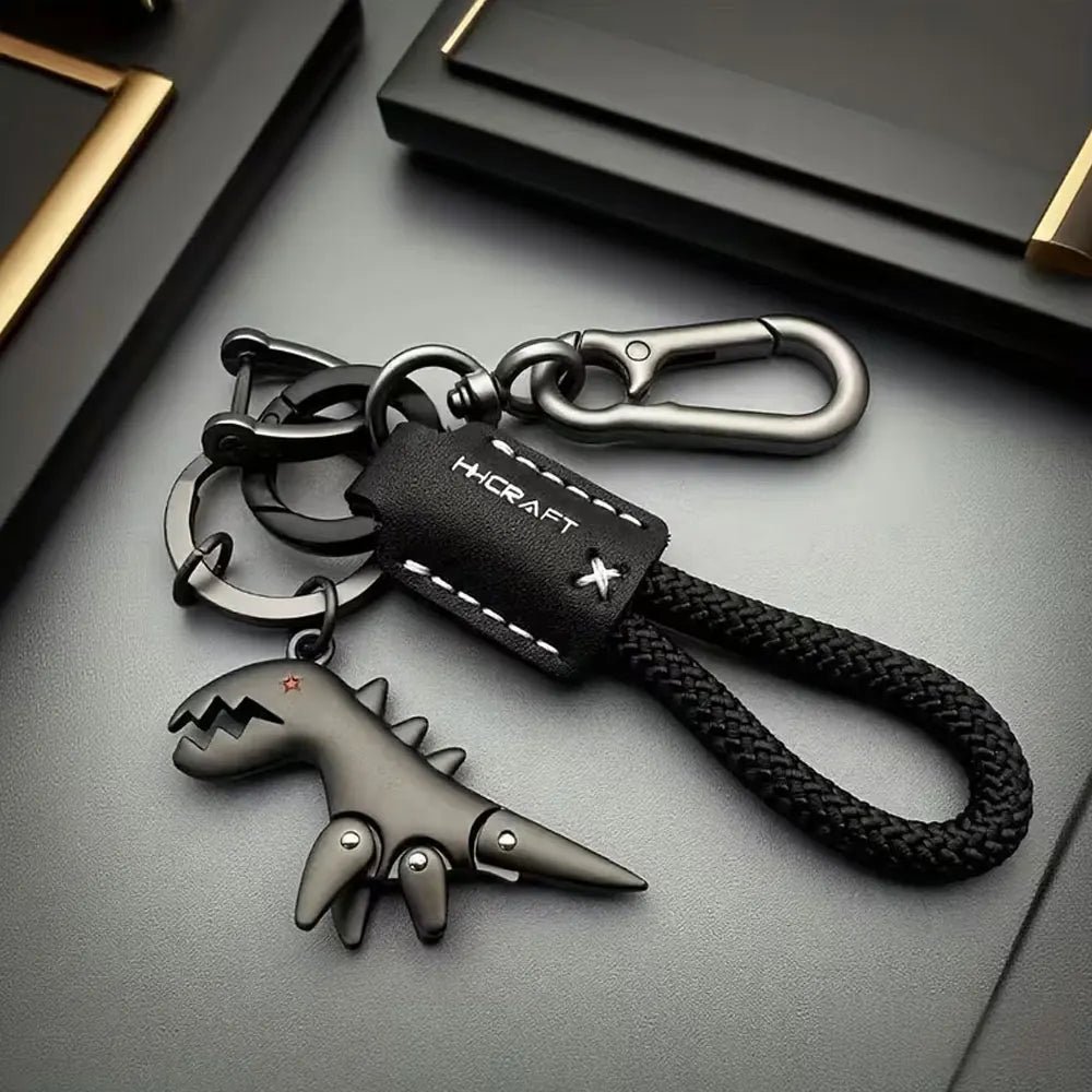 Little Dinosaur Keychain with Leather Cord