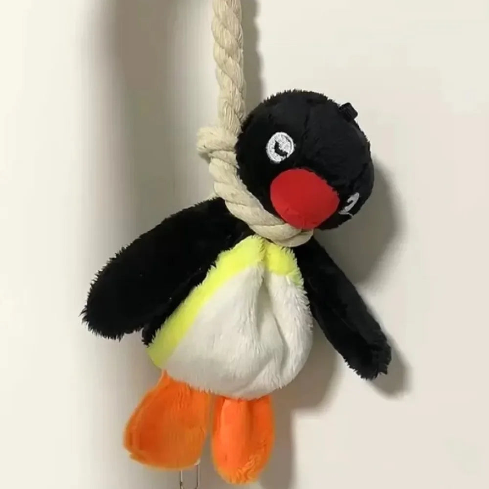 Penguin Plush Bag Charm with Twisted Rope Clip