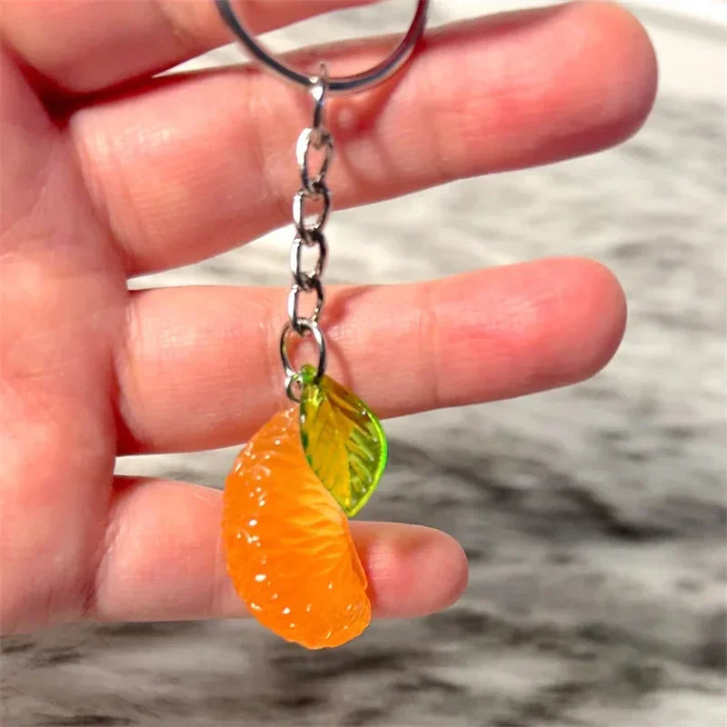 Realistic Tangerine Slice Resin Keychain