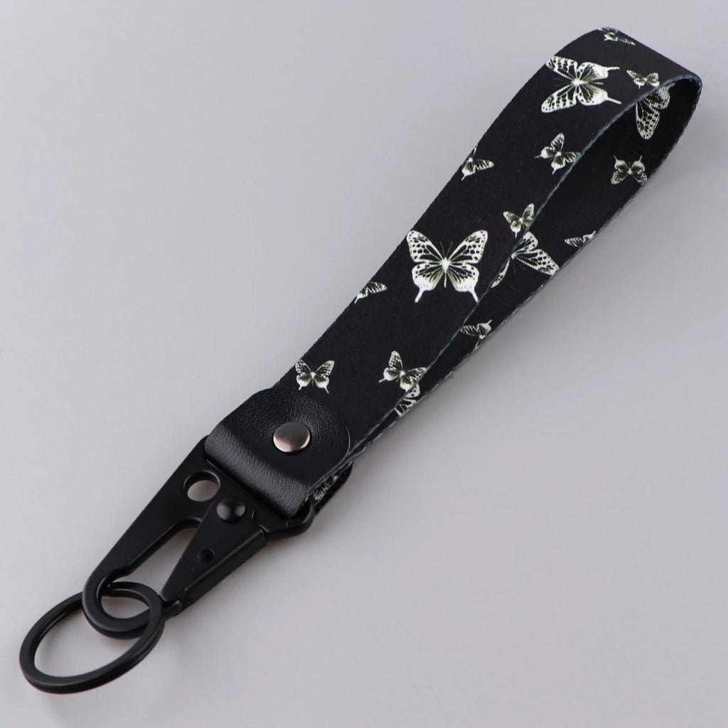 Butterfly Print Wrist Lanyard Keychain