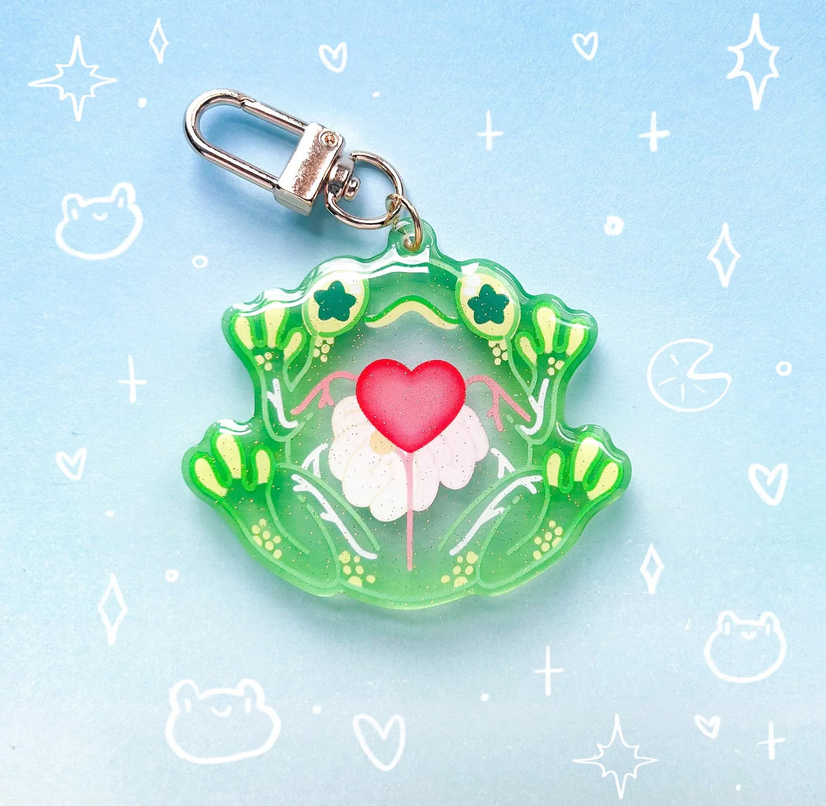 Green Frog Acrylic Charm Keychain