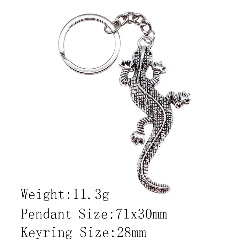 Gecko Lizard Metal Keychain Pendant