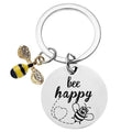 Bee Happy Keychain with Enamel Charm