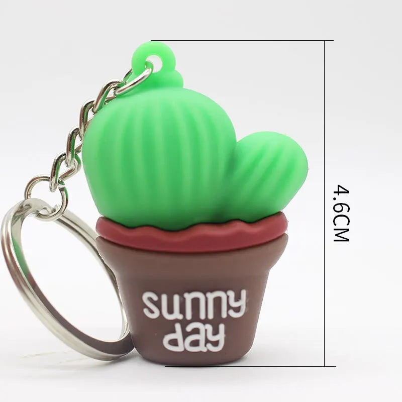 Potted Cactus Keychain with O-Ring Clasp