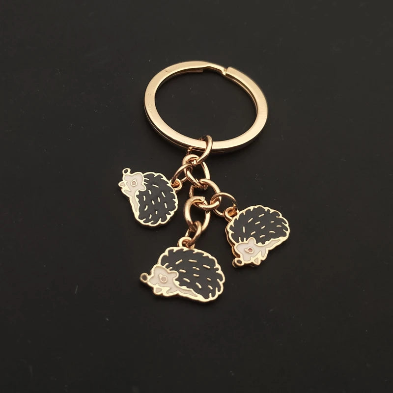 Antique Silver Plated Hedgehog Keychain