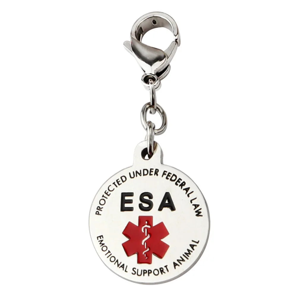 Double Snake Tag Medical Keychain Snake Staff Pendant SERVICE DOG Medical Logo Stainless Steel Movable Keychain Small Gift