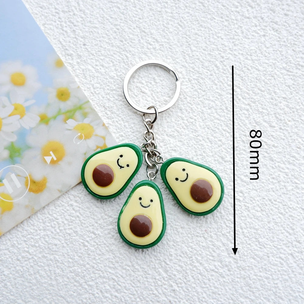 Avocado Charm Keychain with Carabiner Clip