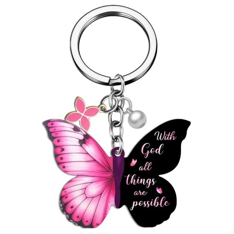 Butterfly Keychain with Inspirational Verse