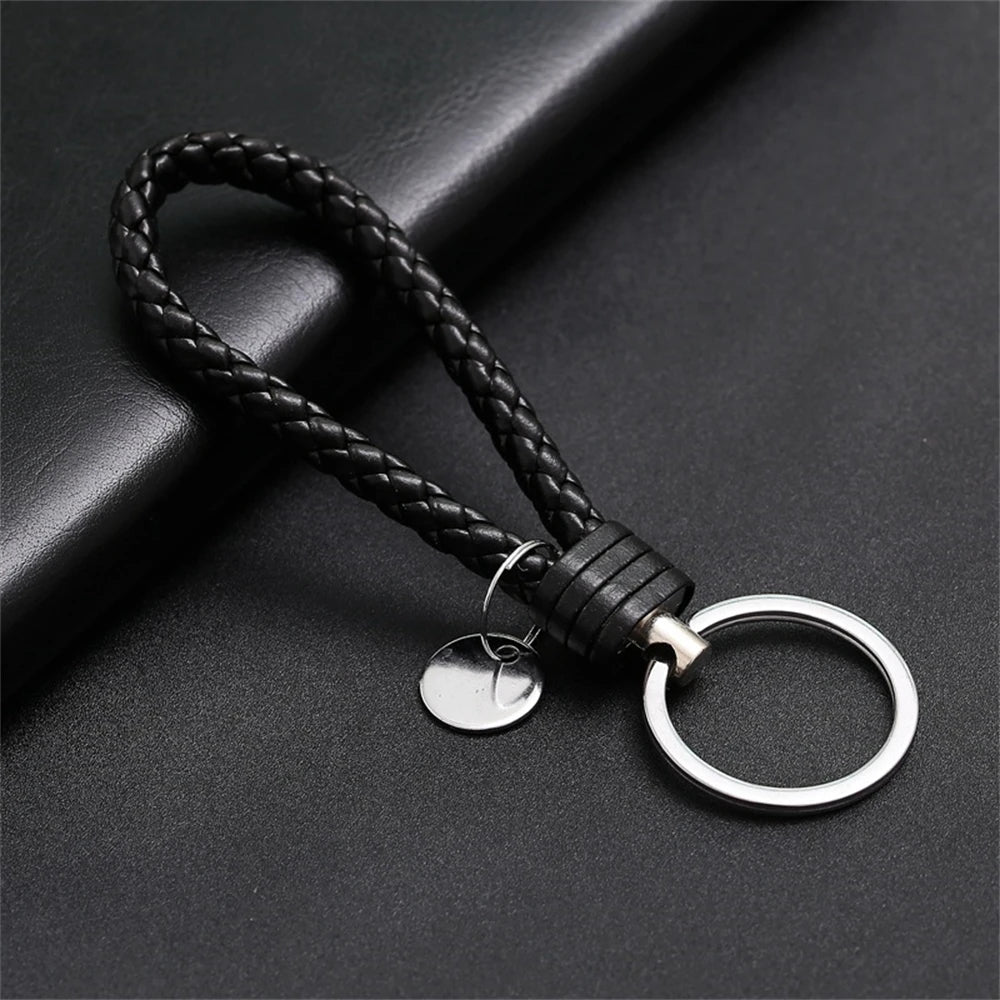 Braided PU Leather Keychain with O-Ring Buckle