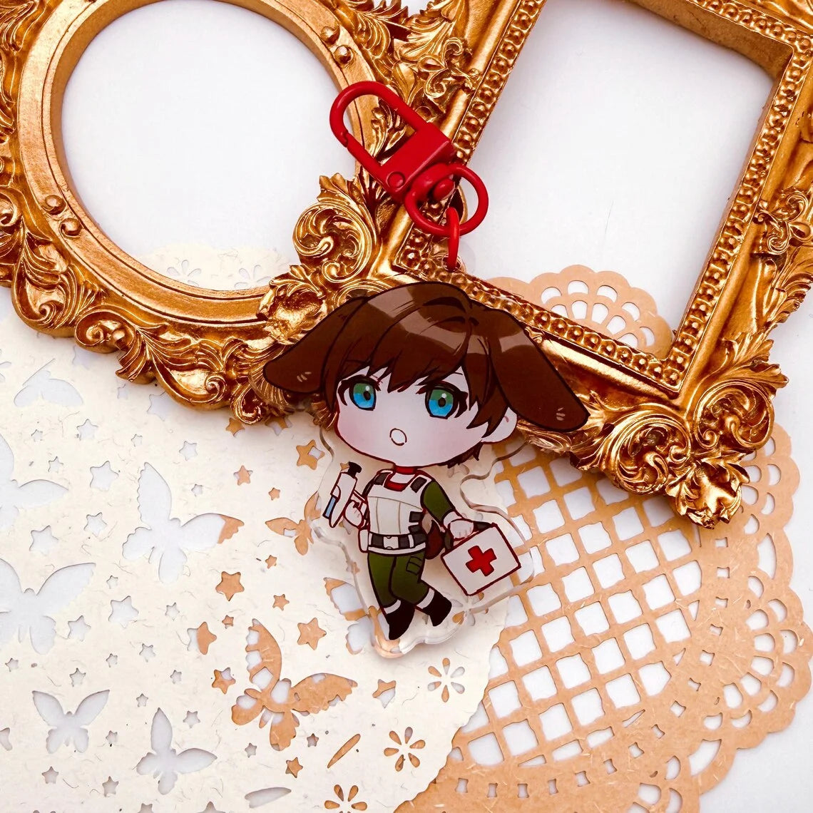 Acrylic Anime Charm Keychain with Zinc Alloy Clip