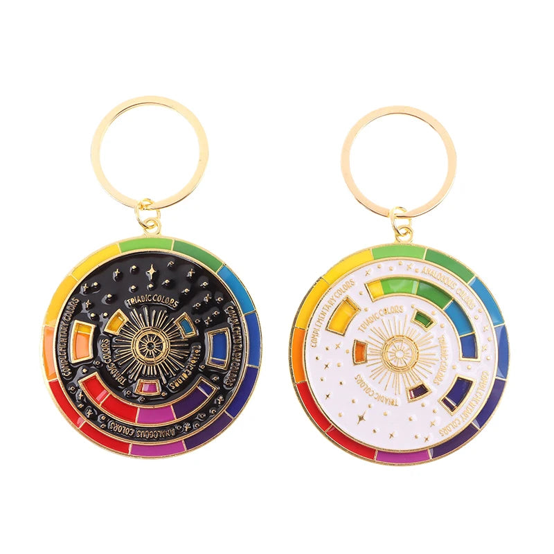Rotatable Color Wheel Keychain Charm