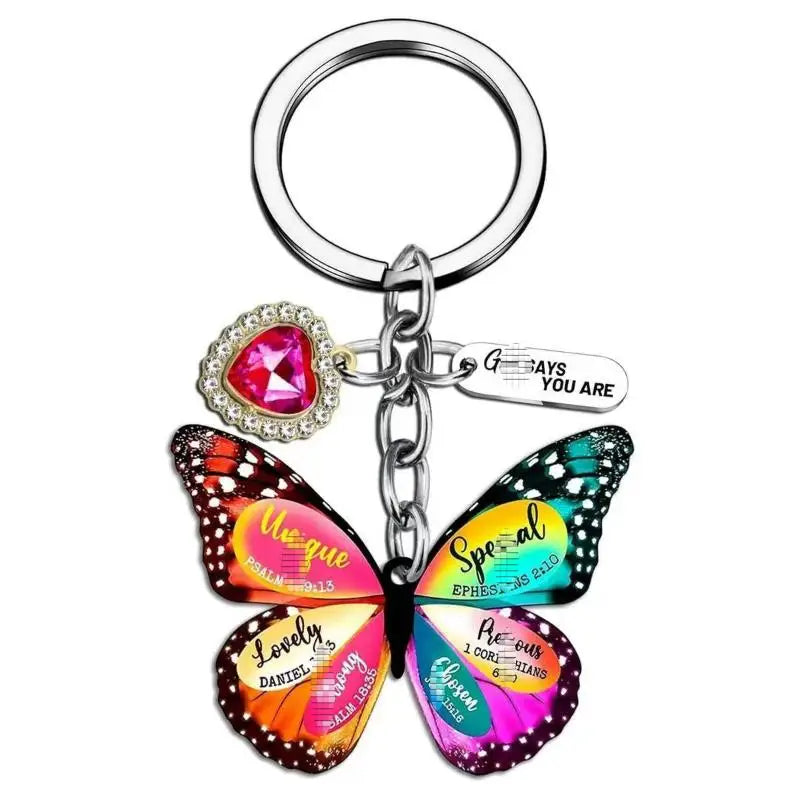 Butterfly Keychain with Inspirational Verse