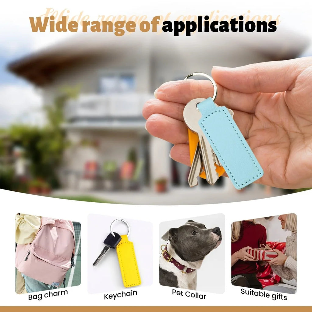 Double-Sided PU Leather Keychain Set, 10-Pack
