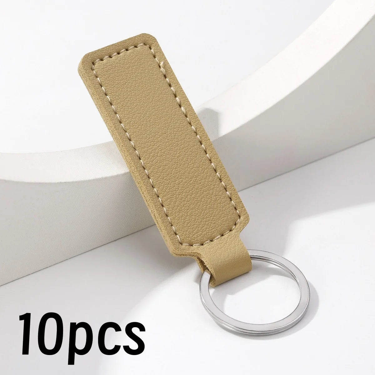 Double-Sided PU Leather Keychain Set, 10-Pack