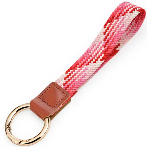 Braided Elastic Wristlet Keychain with Split Ring