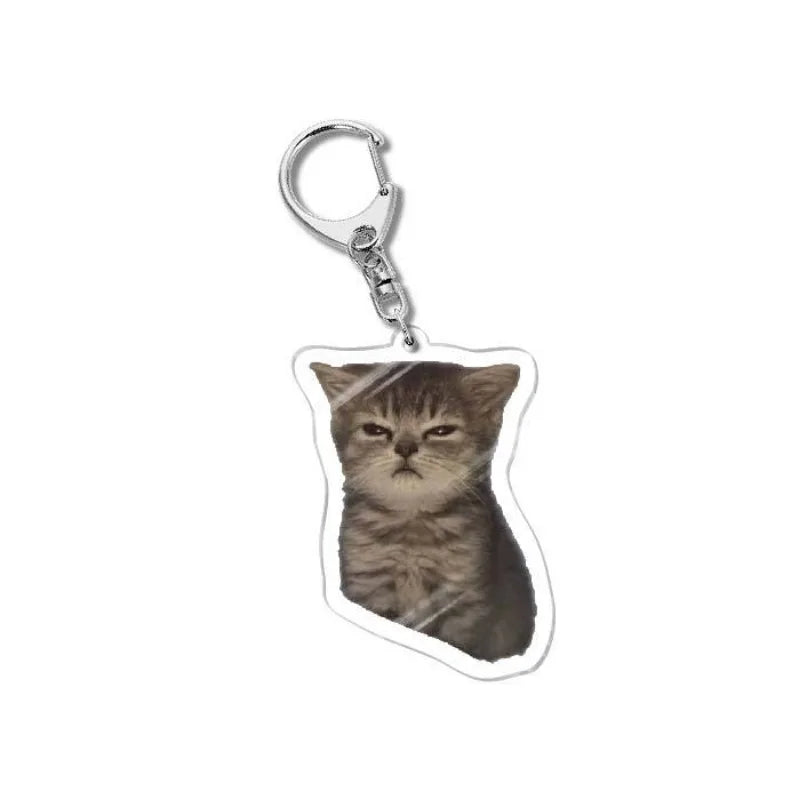 Cat Meme Acrylic Charm Keychain