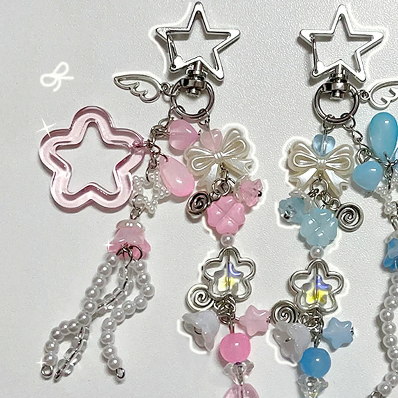Zinc Alloy Jellyfish and Star Charm Keychain