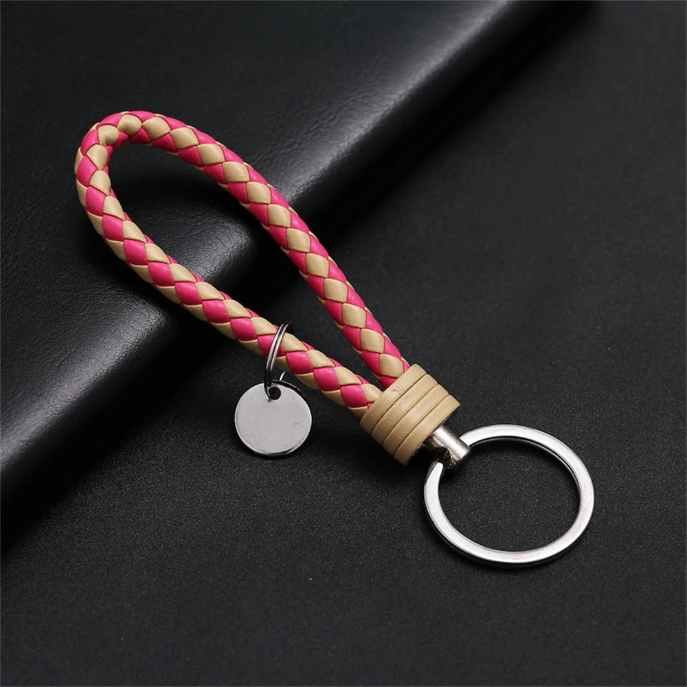 Braided PU Leather Keychain with O-Ring Buckle