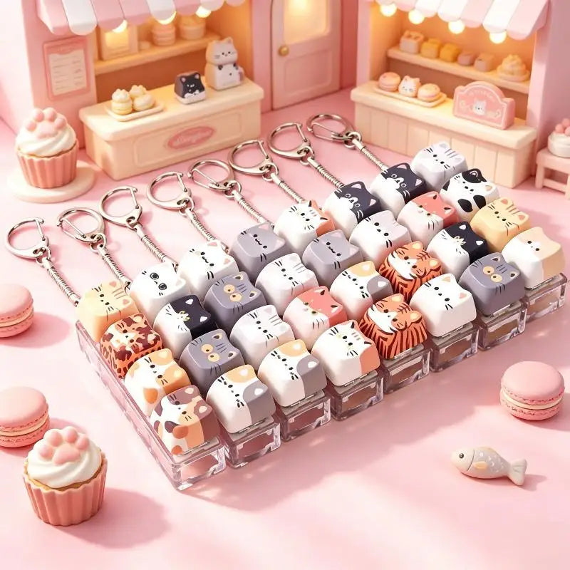 Cat 4-Key Keyboard Fidget Keychain