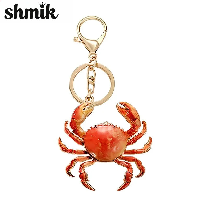 Crab Charm Keychain with Lobster Clasp