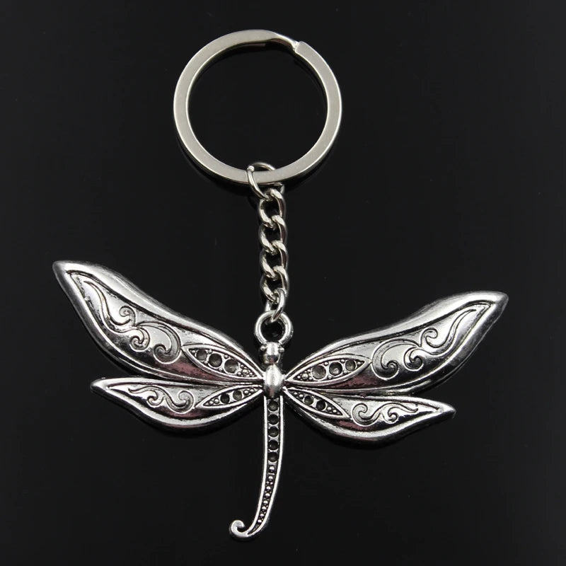 Dragonfly Keychain with Antique Silver Finish