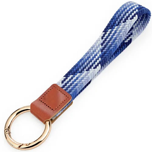 Braided Elastic Wristlet Keychain with Split Ring