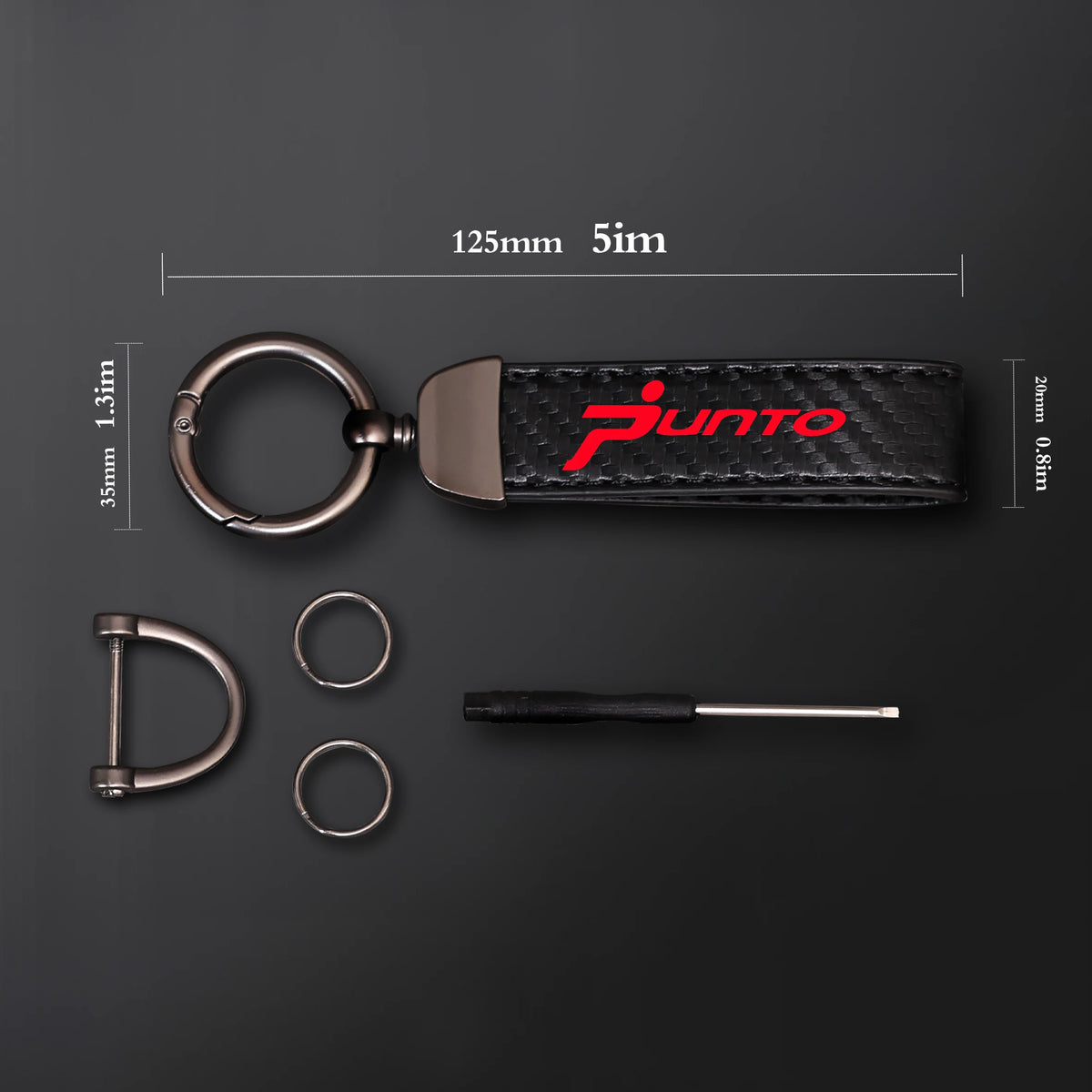 Punto Car Keychain in Rigid Alloy